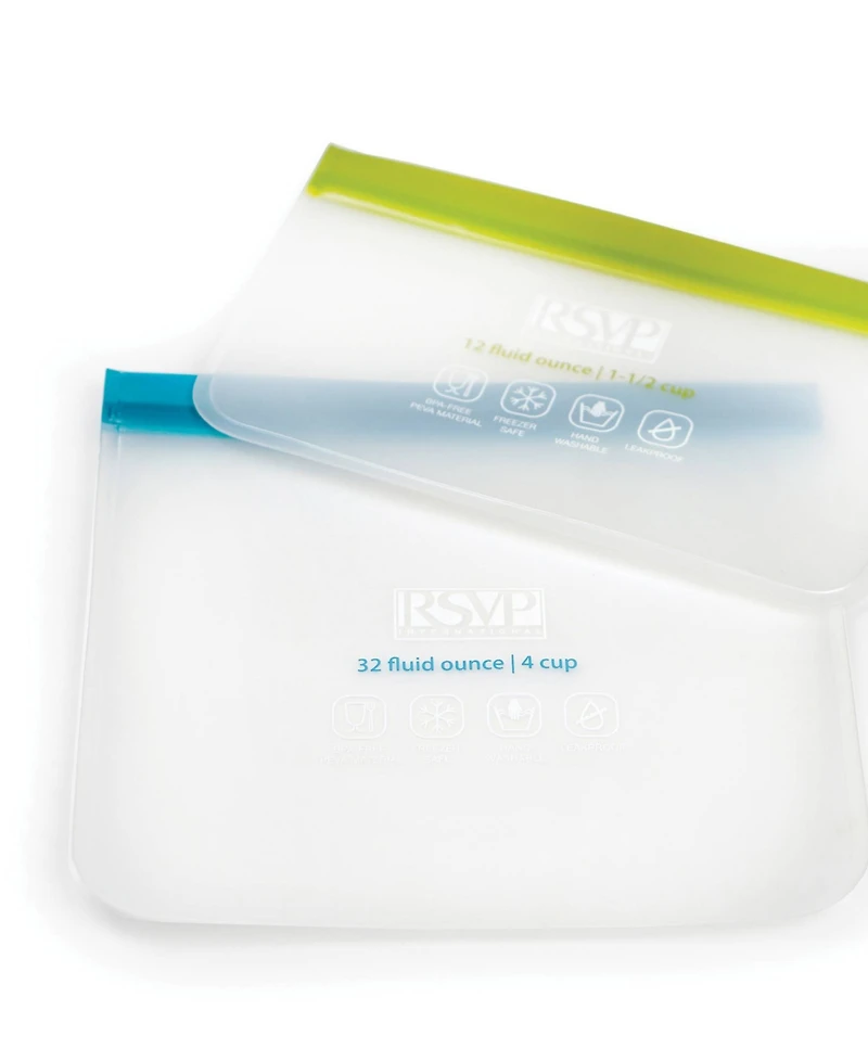 Rsvp International Polyethylene 2 Piece 9" x 8.25" Eco Press-n-Seal Bags