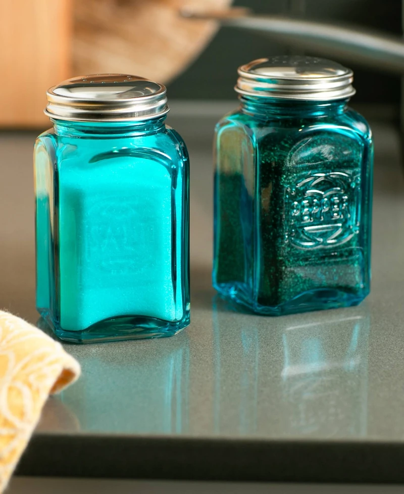 Rsvp International Retro Glass Turquoise 2 Piece 8 Ounce Retro Style Salt Pepper Set