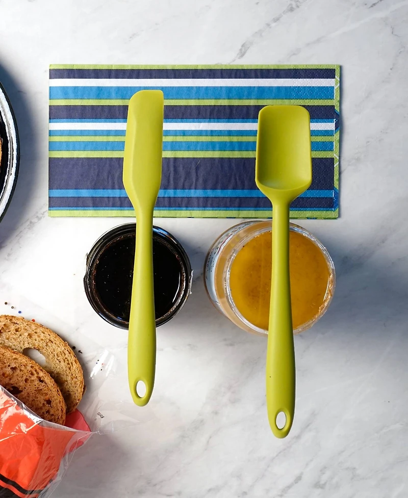 Rsvp International Silicone Coated Steel 2 Piece 8" Ela Series Green Mini Spatula Set