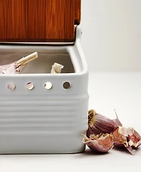 Rsvp International Stoneware 5x4x5" White Garlic Keeper - White 5x4x5"