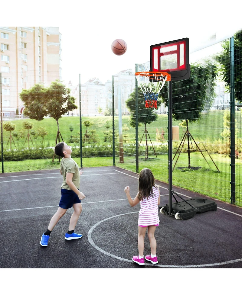 4.3-8.2 Ft Portable Basketball Hoop with Adjustable Height and Wheels