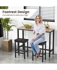 Set of 2 Rubber Wood Bar Stools 24" Counter Height Stool with Padded Seat