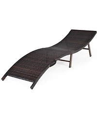 Costway 2PCS Patio Rattan Folding Lounge Chair Stackable Double Sided Cushion Outdoor