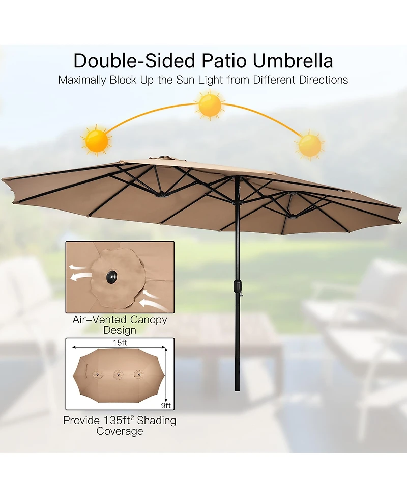 15 Ft Patio Double Sided Umbrella Outdoor Market
