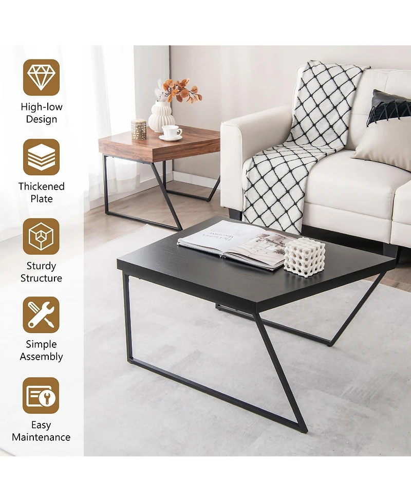 Costway Nesting Table Modern Coffee Table Set of 2 Stacking Side Table