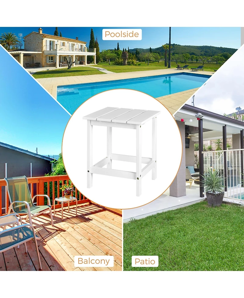 Patio 15" End Side Coffee Table Square Wooden Slat Garden