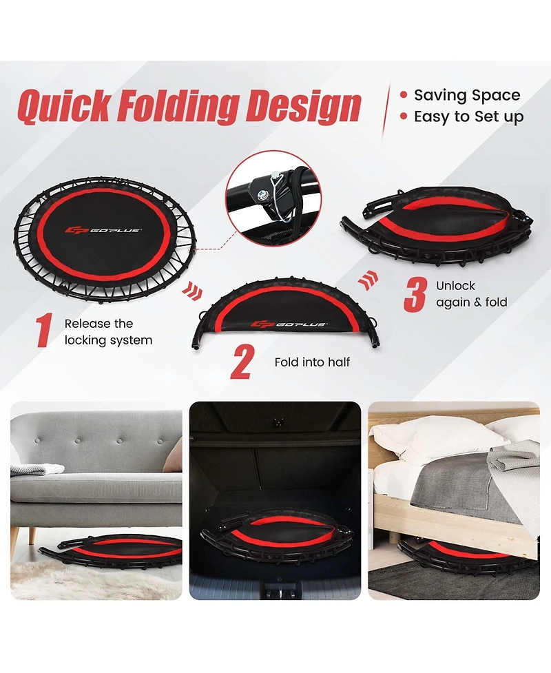 40'' Foldable Trampoline Fitness Rebounder Resistance Bands