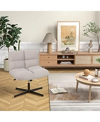 Armless Office Desk Chair Modern Swivel Vanity with Adjustable Height