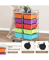 10-Drawer Storage Cart Utility Rolling Trolley Kitchen Organizer