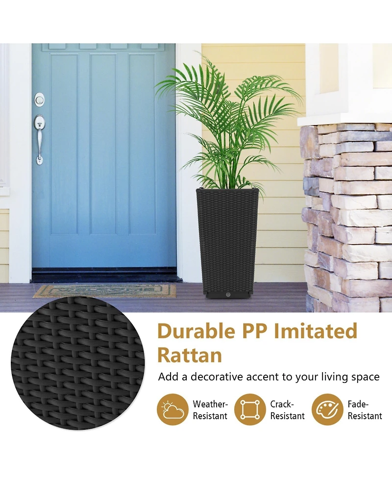 2PCS Outdoor Wicker Flower Pot 22.5''Tall Planters with Drainage Hole