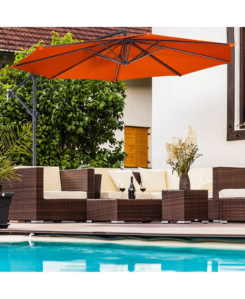 10 Ft Hanging Umbrella Patio Sun Shade Offset Outdoor Market Cross Base