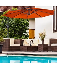 10 Ft Hanging Umbrella Patio Sun Shade Offset Outdoor Market Cross Base