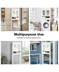 Over The Toilet Bathroom Space Saver Carved Top Toilet Rack w/ Adjustable Shelf