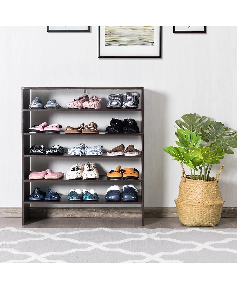 3 Pcs Stackable Shoe Rack 31-Inch Horizontal Organizer 2-tier StorageShelf