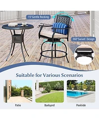Costway Set of 2 Patio Swivel Bar Stool Chairs Cushioned Pillow