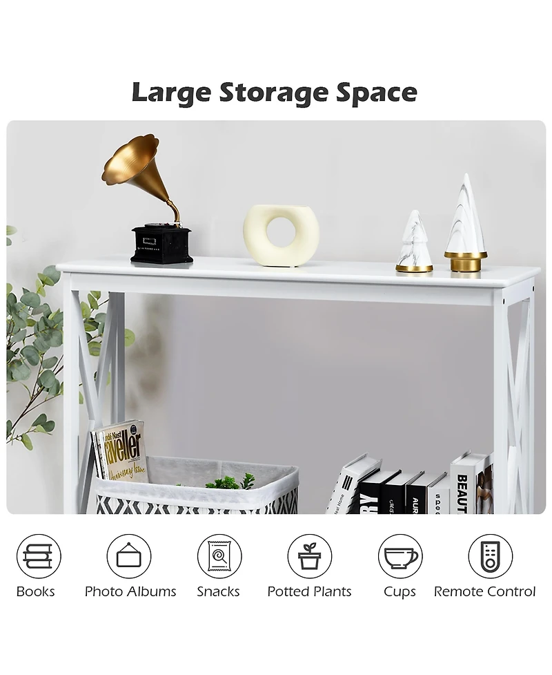 2-Tier Console Table x-Design Bookshelf Sofa Side Accent Table