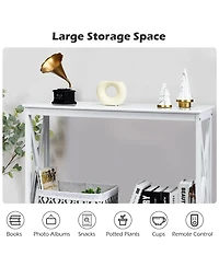 2-Tier Console Table x-Design Bookshelf Sofa Side Accent Table