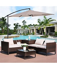 10' Hanging Umbrella Patio Sun Shade Offset Outdoor Market W/t Cross Base