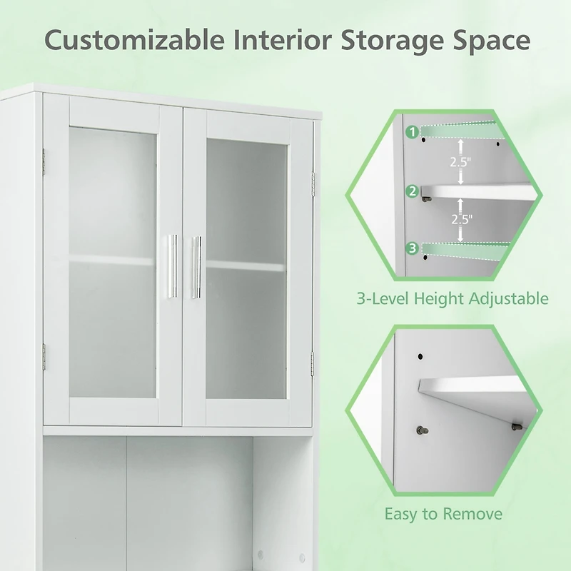 Wooden Over The Toilet Storage Cabinet Spacesaver Organizer Bathroom Tower Rack