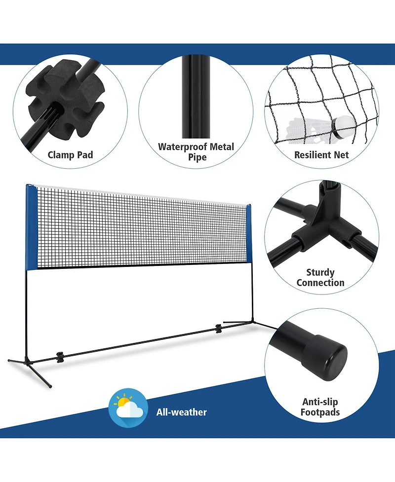 Costway 10FT Adjustable Badminton Net Set W/2 Shuttlecocks Portable Carry Bag