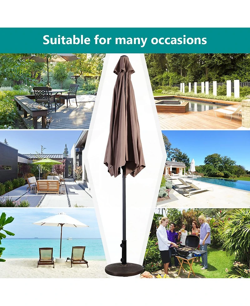 Costway 10FT Patio Umbrella 6 Ribs Market Steel Tilt W/ Crank Outdoor Garden