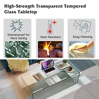 Tempered Glass Coffee Table Accent Cocktail Side Table Living Room Furniture
