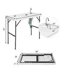 Costway Folding Fish Table Hunting Clean Cutting Camping Sink Faucet