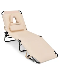 Costway Folding Chaise Lounge Chair Adjustable Outdoor Patio Beach Camping Recliner