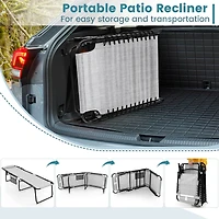 Costway Folding Beach Lounge Chair Heightening Design Patio Lounger