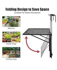 Folding Hanging Table Adjustable Balcony Railing Table Patio Deck