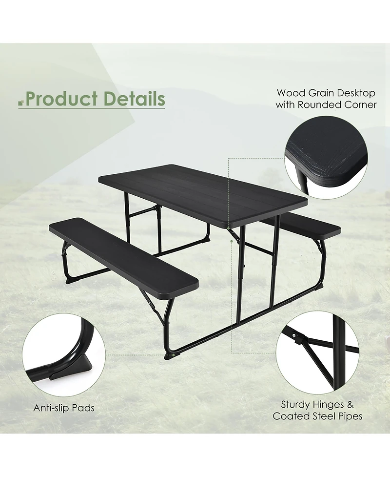 Costway Foldable Picnic Table Bench Set Outdoor Camping for Patio & Backyard