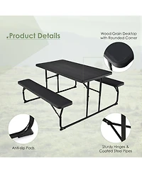 Costway Foldable Picnic Table Bench Set Outdoor Camping for Patio & Backyard