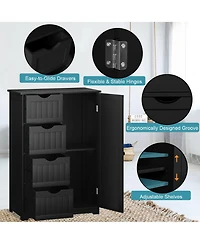 4 Drawer Freestanding Bathroom Floor Cabinet Adjustable Storage Cupboard