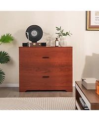 2-Drawer Wood Lateral File Cabinet with Adjustable Bars for Home Office
