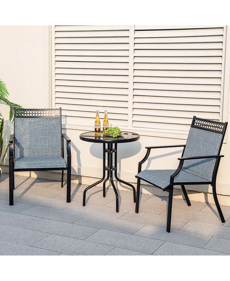 Patio Chairs Set of 2 with All Weather Breathable Fabric High Backrest