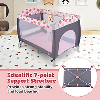 Costway Girls 3 in 1 Playard Portable Nursery Center w/ Zippered Door Mint