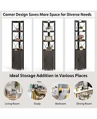 6-Tier Corner Bookshelf with 5-Level Adjustable Shelf & Anti-Tipping Kits