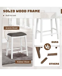 26-Inch Bar Stool Set of 2 Counter Height Saddle Stools with Upholstered Seat