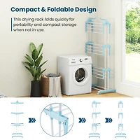 4-tier Folding Clothes Drying Rack with Rotatable Side Wings & Collapsible Shelves