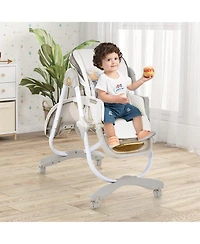 Costway Toddler High Chair with Wheel Folding Dining Adjustable Height & Recline