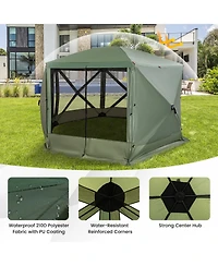 1.5 X 11.5 Ft 6-Sided Pop-up Screen House Tent With 2 Wind Panels for Camping