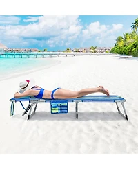 Costway 2 Pcs Outdoor Beach Lounge Chair Folding Chaise Lounge with Pillow