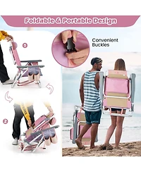 Costway 4PCS Folding Backpack Beach Chair Reclining Camping Chair with Storage Bag