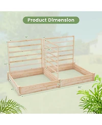 Raised Garden Bed with 3 Trellises with Divided Compartments for Flowers