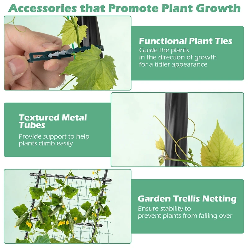 74" Garden Cucumber Trellis for Plant Climbing with Pe-Coated Frame, Trellis Net
