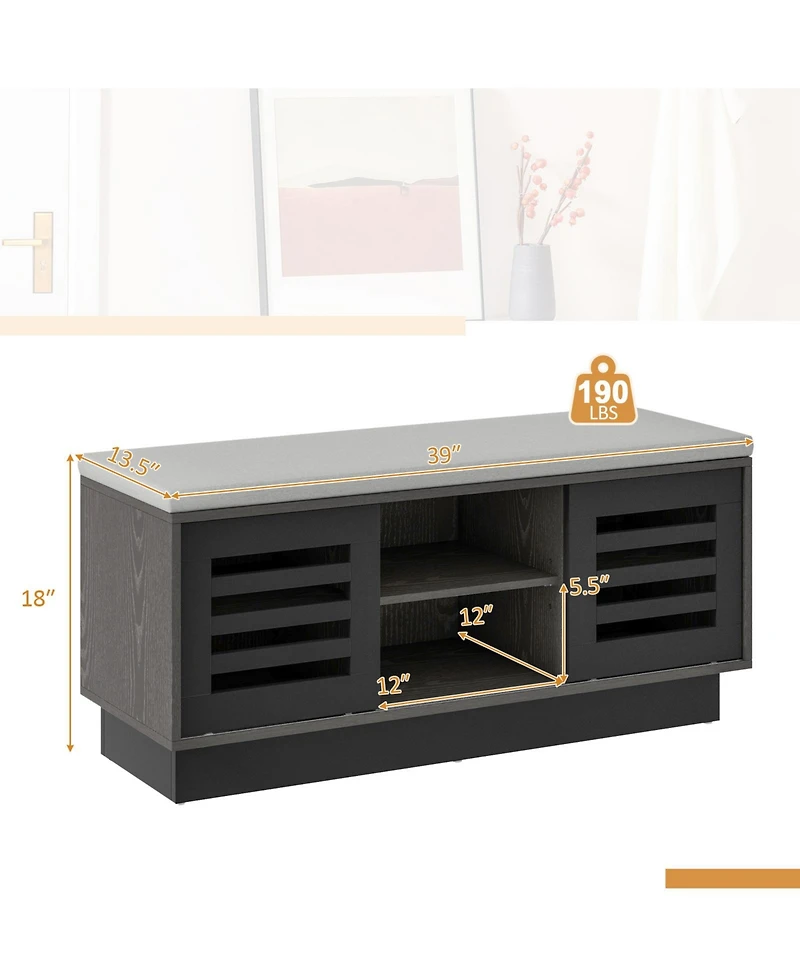 Shoe Storage Bench with Cushion Organizer Rack Entryway