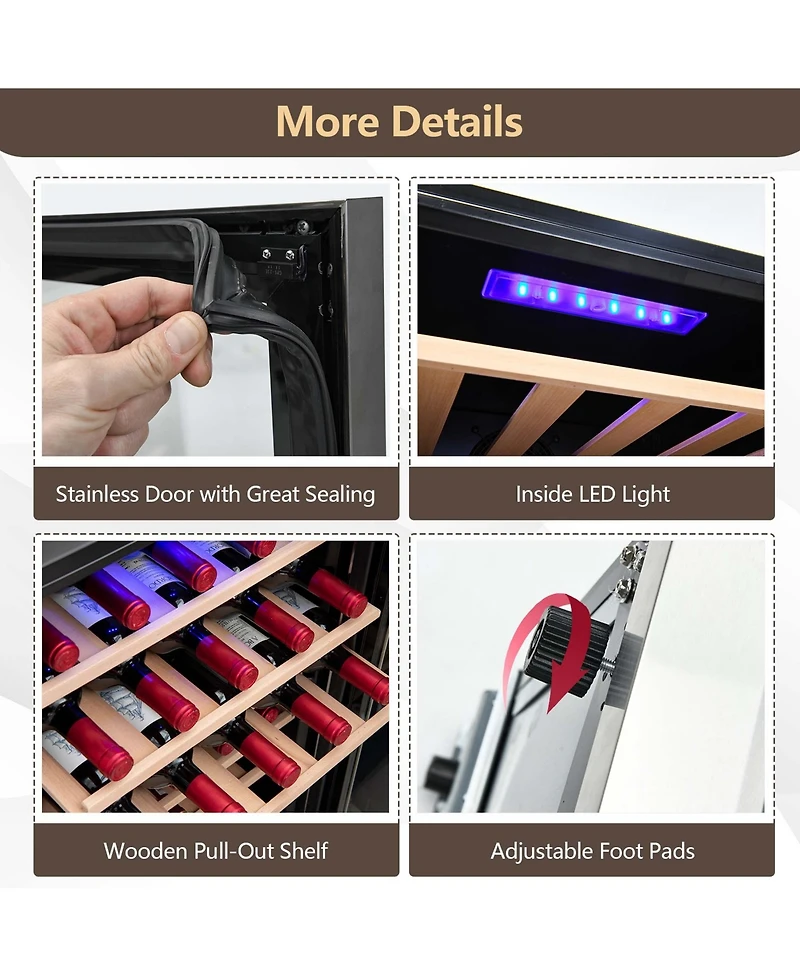 20 Inch Cooler Refrigerator for 33 Bottles with Tempered Glass Door