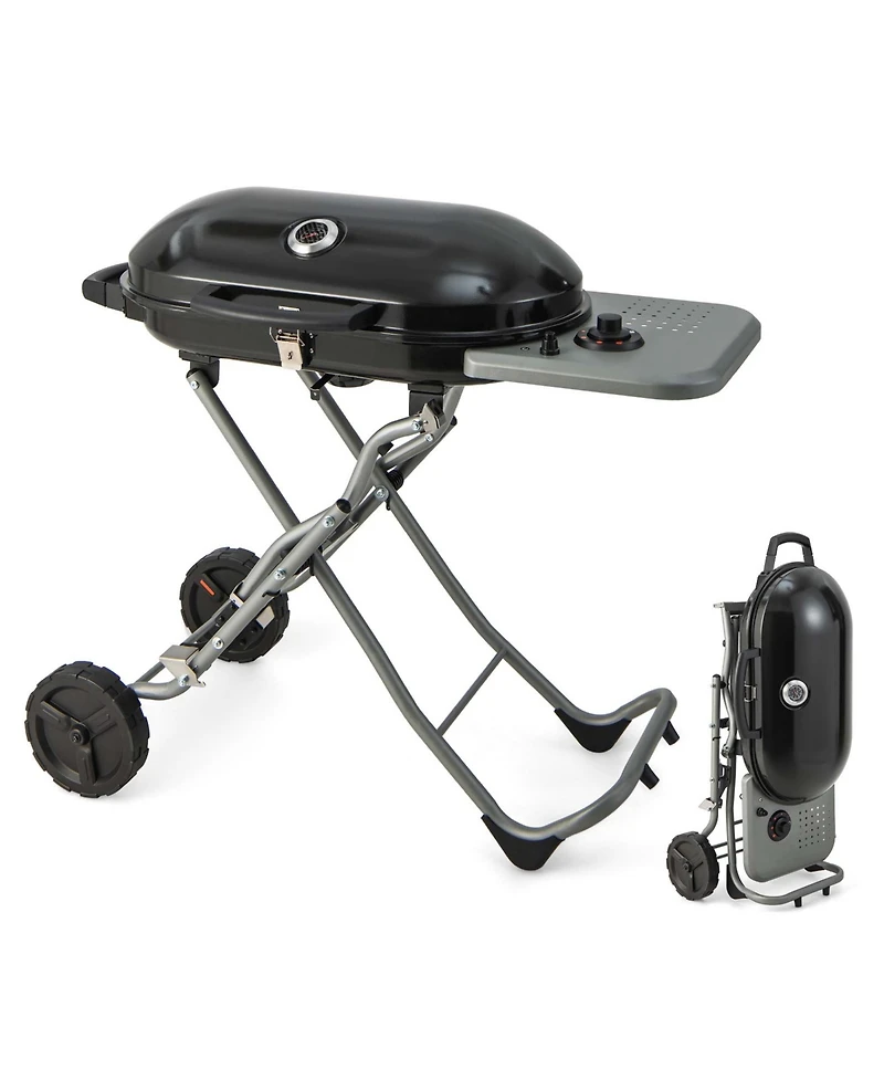 Costway Portable Propane Grill Folding Gas Grill Griddle with Wheels & Side Shelf