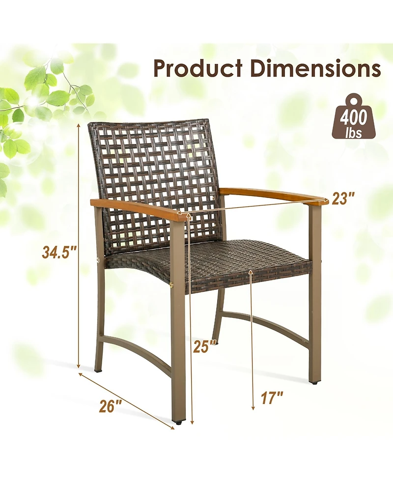 Set of 4 Patio Dining Chairs Outdoor Wicker Armchairs