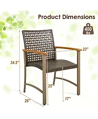 Set of 4 Patio Dining Chairs Outdoor Wicker Armchairs
